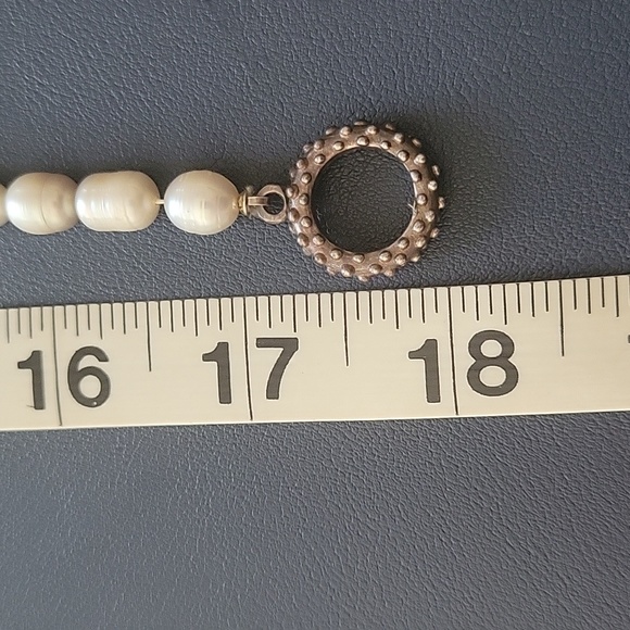 Pearl Necklace with Sterling Plated Accent beads and Toggle Clasp - Picture 9 of 9